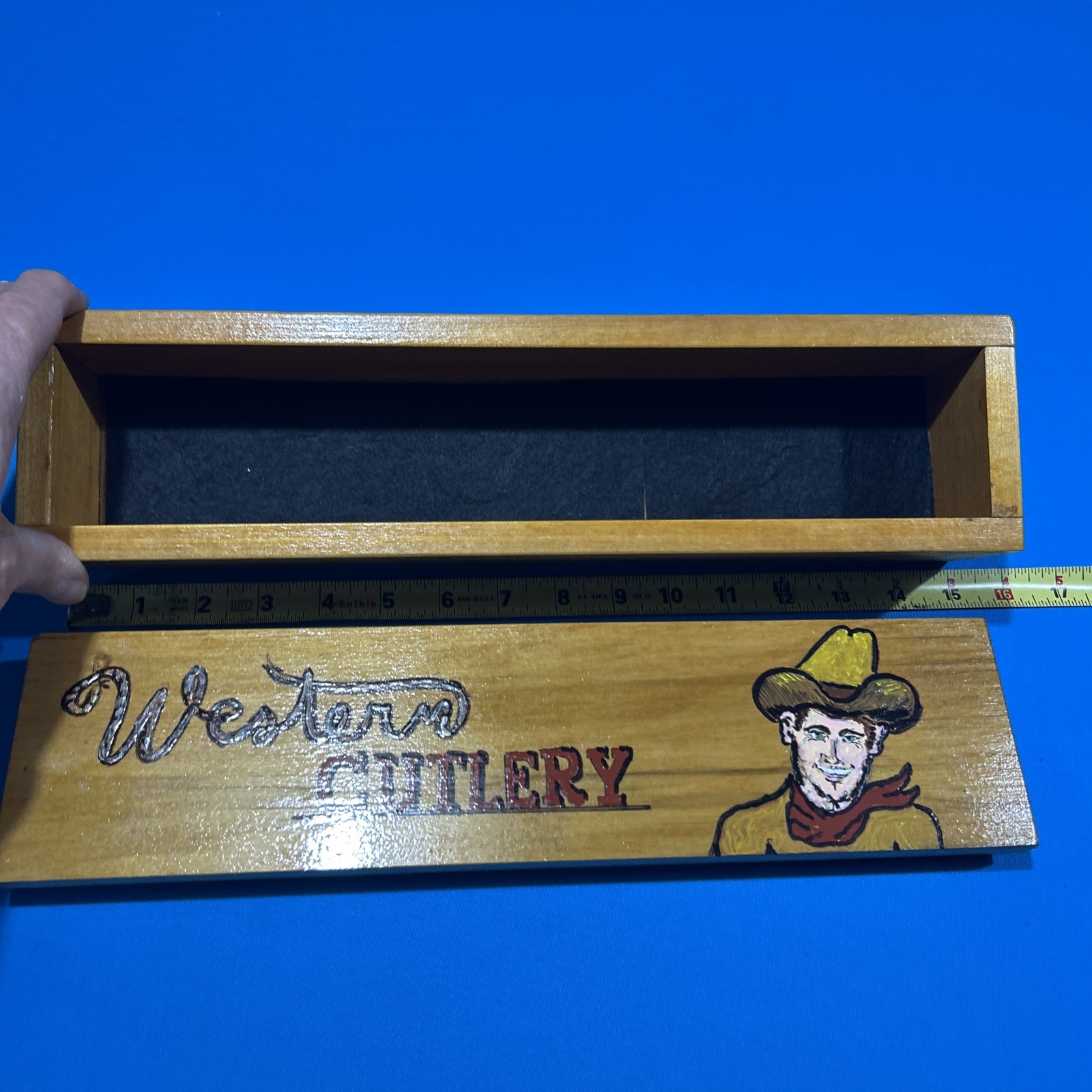 Western Cutlery Knife Storage/Display Box, Hand Painted Vintage Box W/ Clearcoat