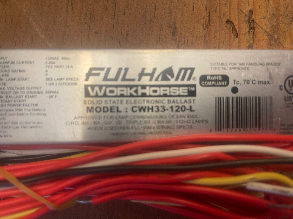 FULHAM WorkHorse Solid State Electronic Ballast Model: CWH33-120-L