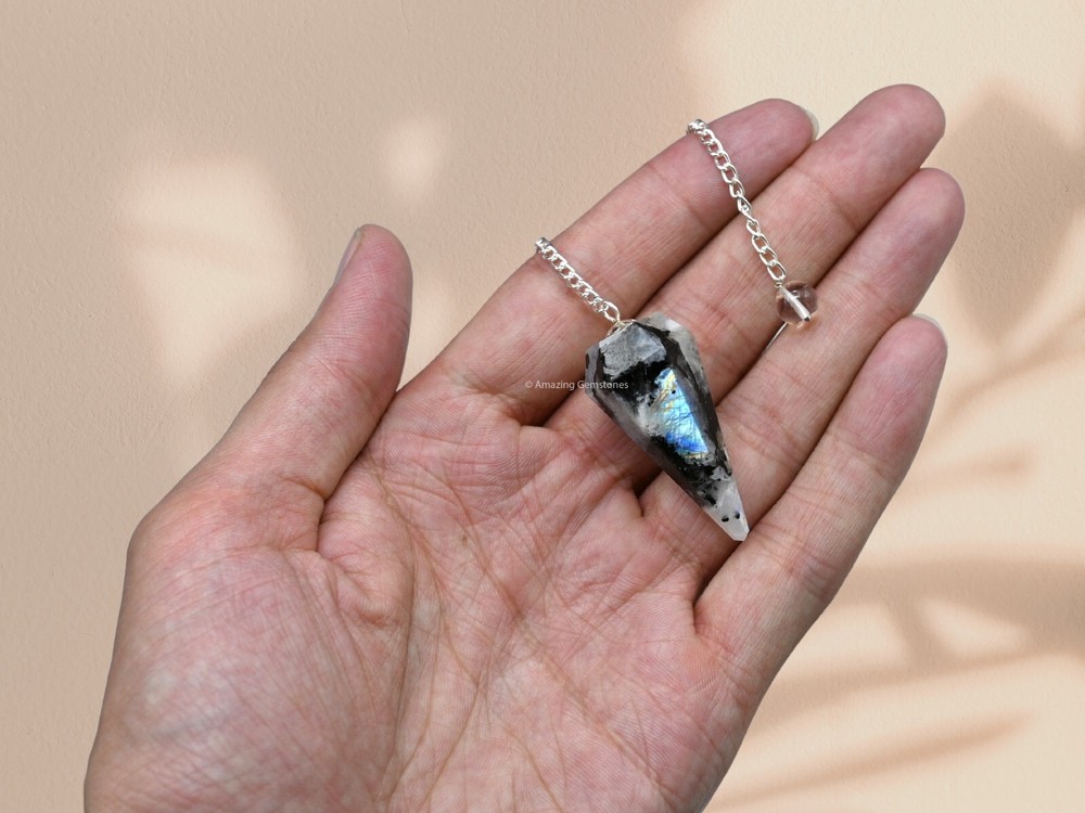 Rainbow Moonstone Dowsing Crystal Pendulum