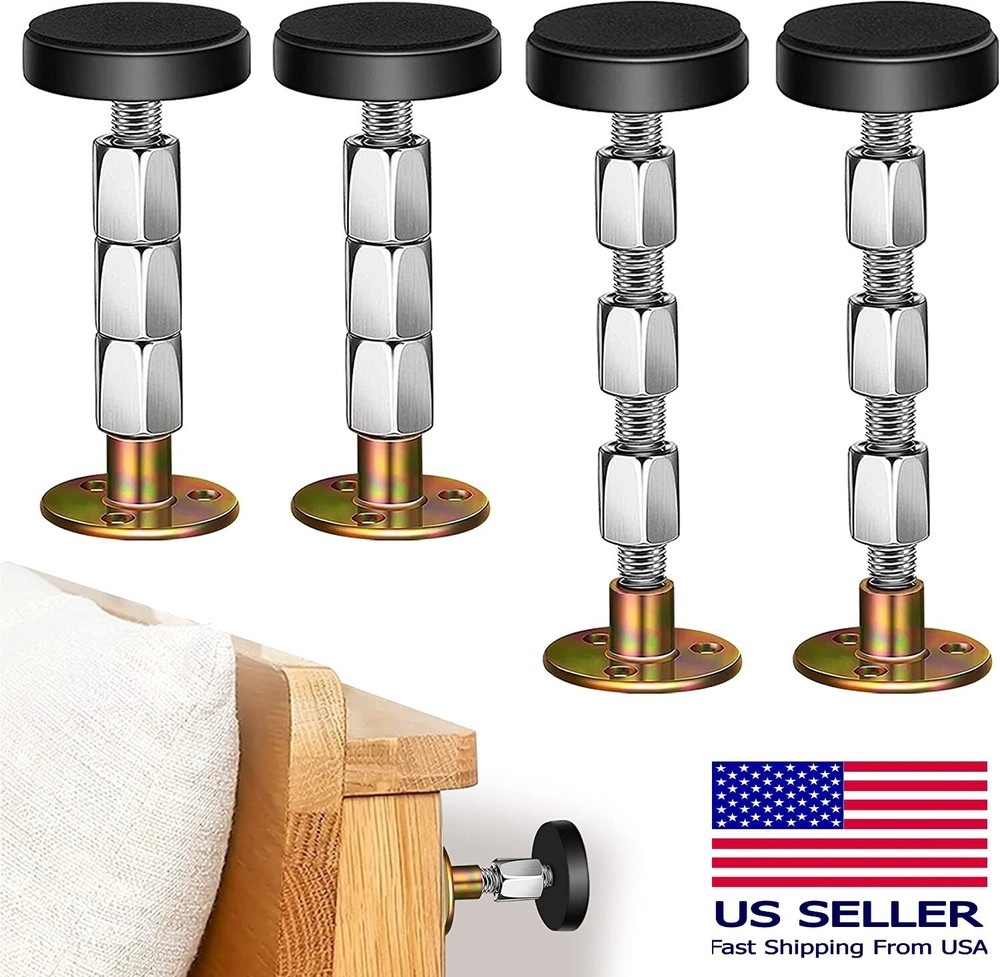 4 Pack Threaded Bed Frame Anti-Shake Tool Adjustable Headboard Stopper No Noise