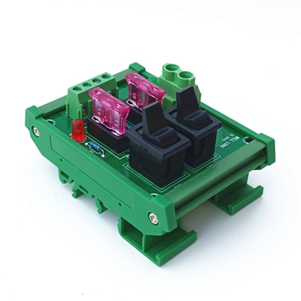 DIN Rail Mount 2 Position Rocker Switch Power Distribution Module Fuse Splitter