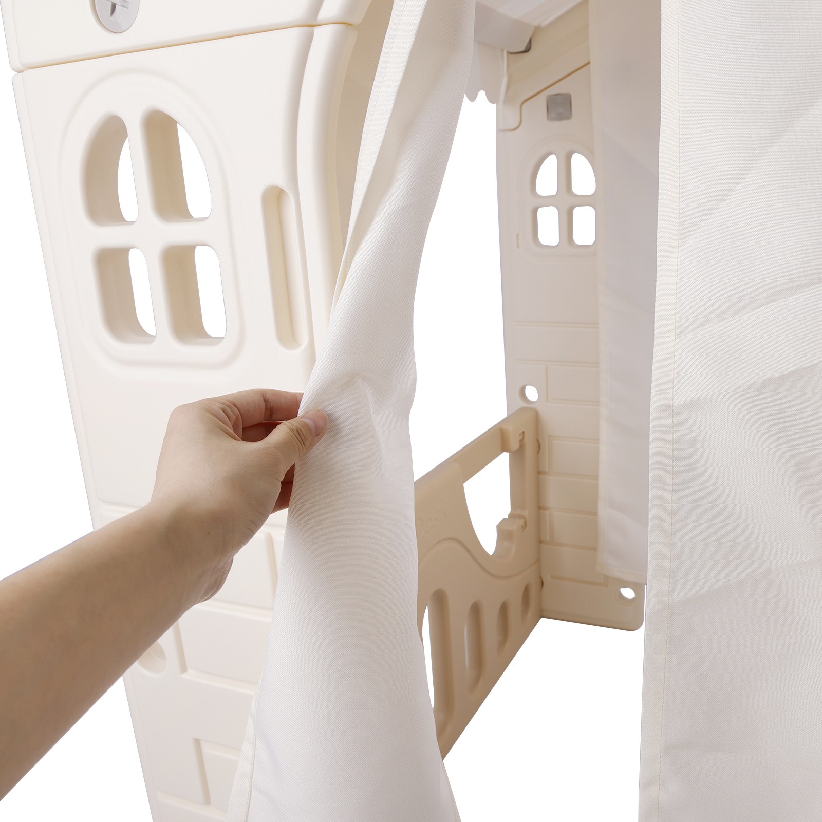 Kid Plastic Outdoor Playhouse With Light Strip And Building Blocks Toddler Toy-