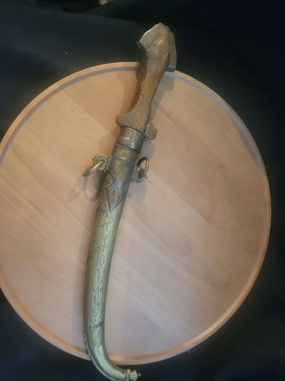 Late 1800’s Moroccan Trina Koummya Dagger w/etched Sterling Silver & Brass