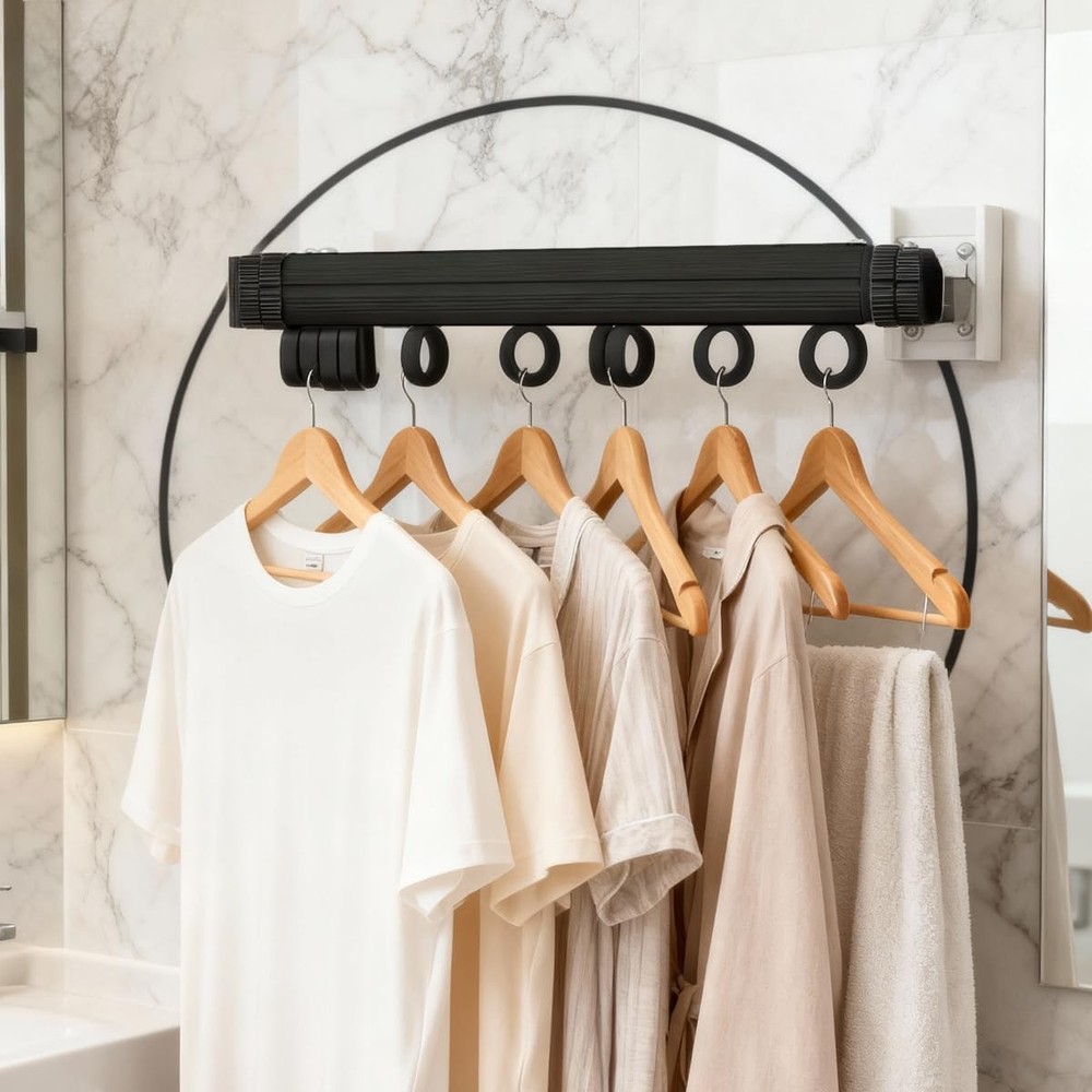 Wall Mounted Clothes Drying Rack, Foldable Laundry Drying Hanger Rack for Ind...