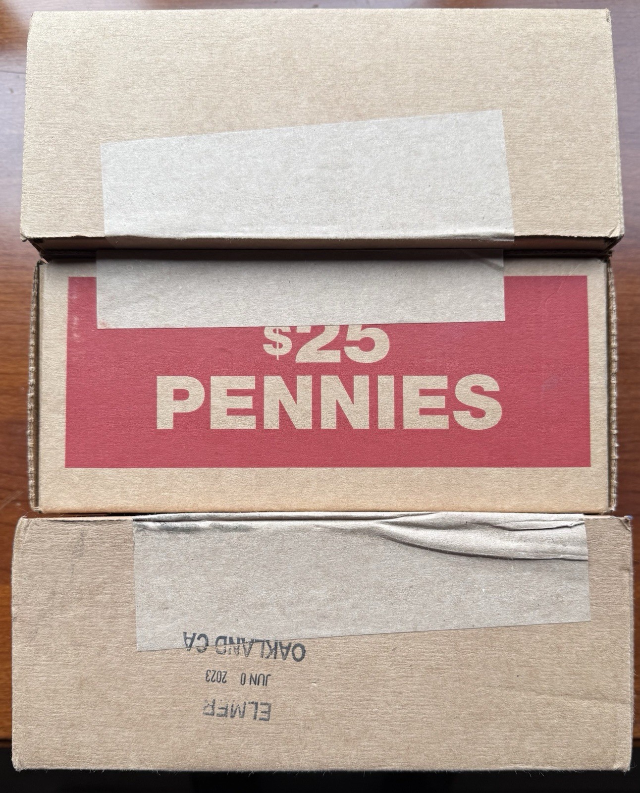 3 SEALED Bank Penny Boxes - Each Box Contains 50 Original Bank Wrapped Rolls.