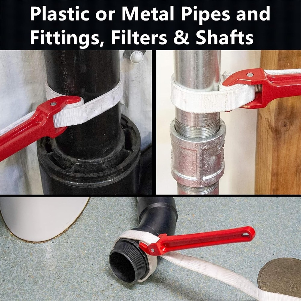 12" Adjustable Nylon Strap Pipe Wrench Opener Disassembly Tool Red