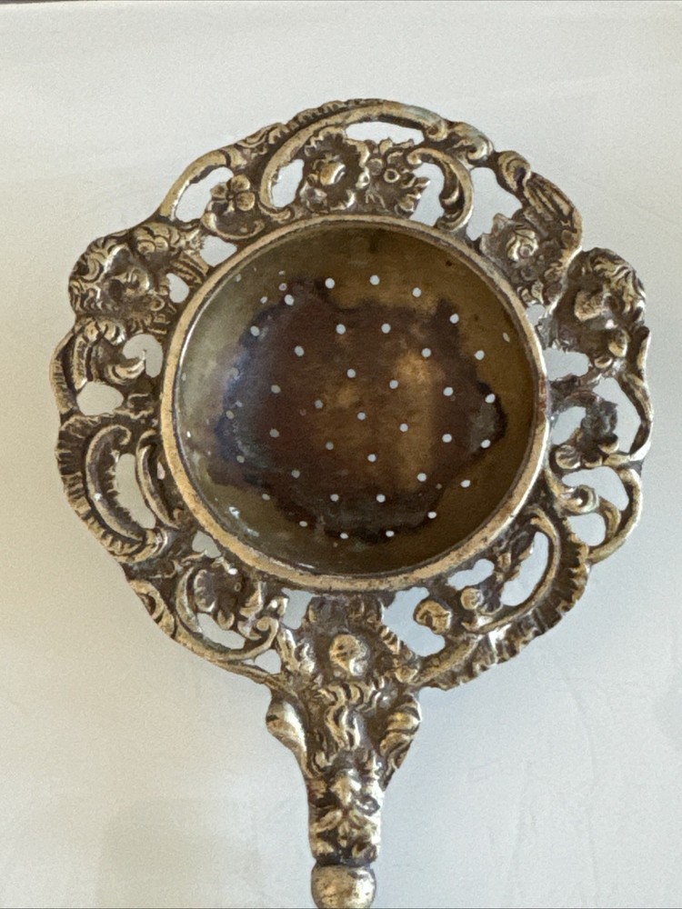Antique Brass Ornate Tea Strainer