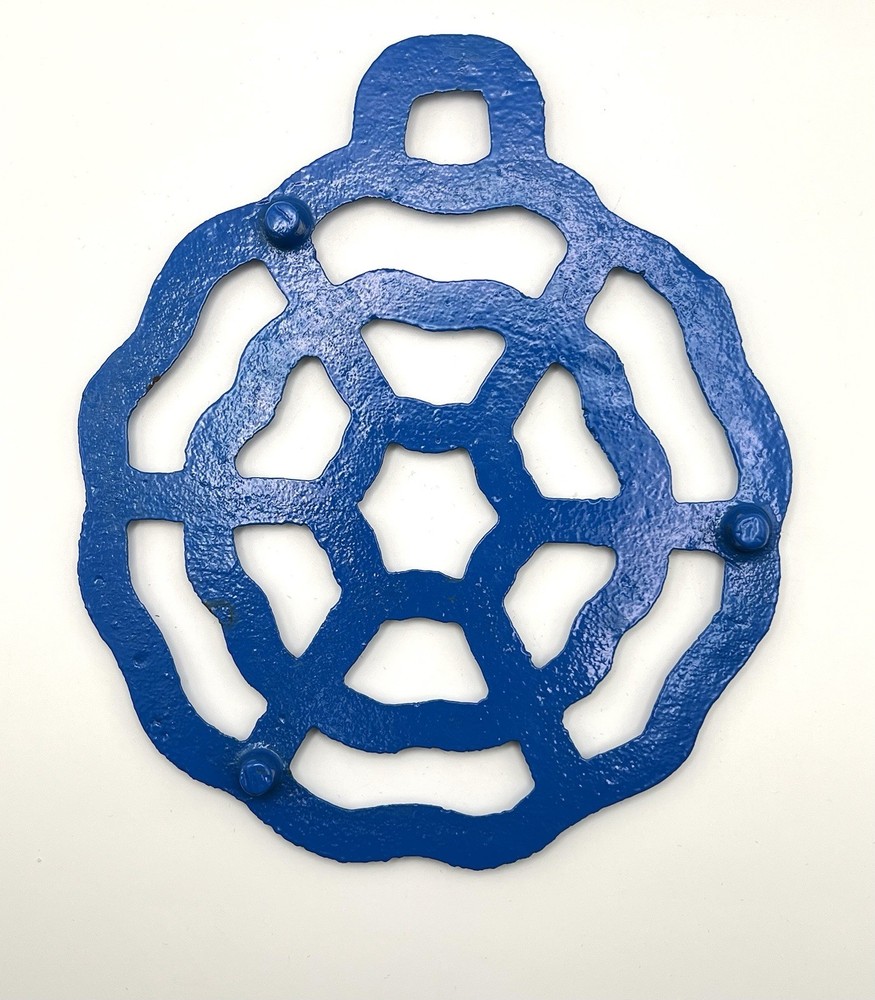 Web Design Blue Enameled Cast Iron Trivet
