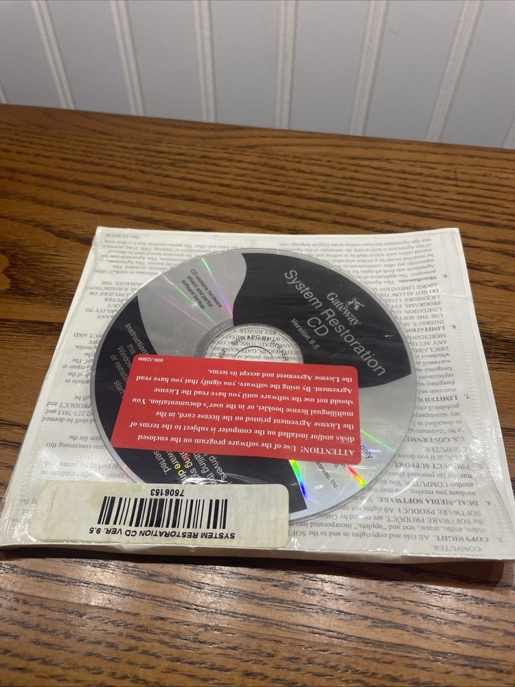 Vintage Sealed Gateway System Restoration CD Version 9.5 PC Software Disc