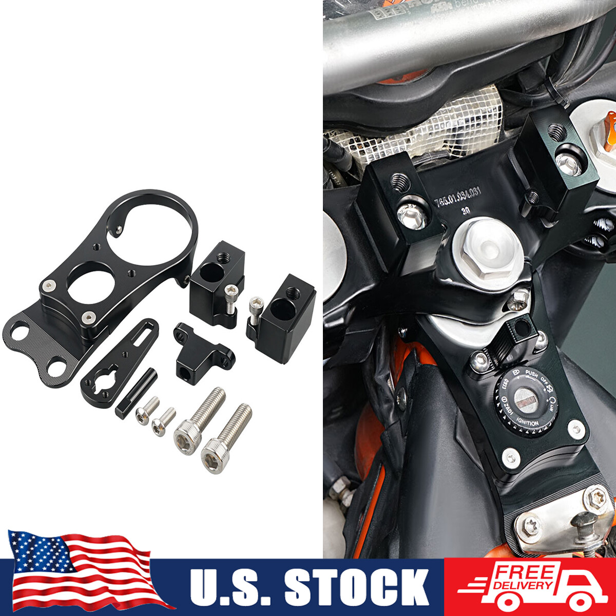 1" Rise Bracket Steering Damper Mounting Kit For KTM 690 Enduro/R 12-18 25mm