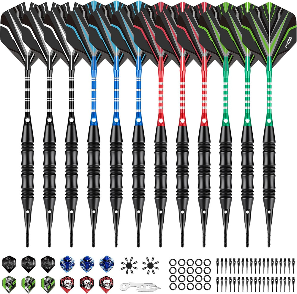 Professional 12-Piece Soft Tip Darts Set - 20g Plastic Tips for Fun Play