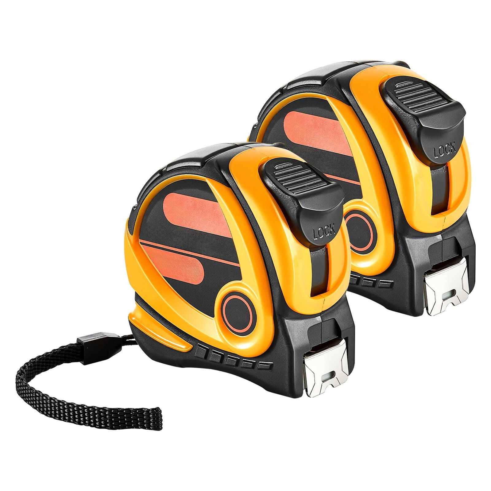 2 Pack 25ft Tape Measure Dual Ft/M Scales Retractable Steel ABS Case