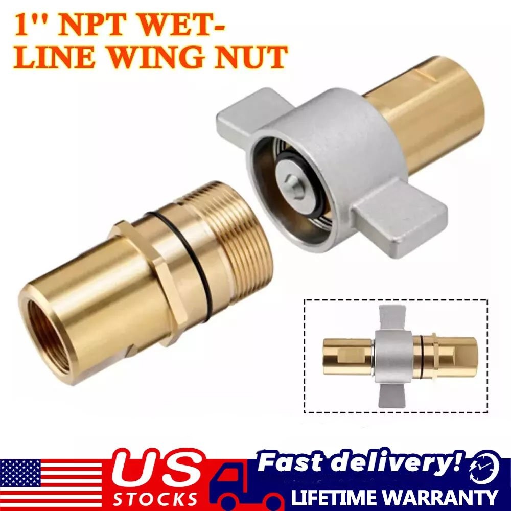 NEW 1" NPT Wet-Line Wing Nut Hydraulic Quick Disconnect Coupler / Coupling Set