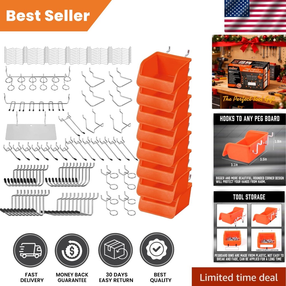 Heavy-Duty 150-Piece Pegboard Hook Set - Rust Resistant & Versatile Storage