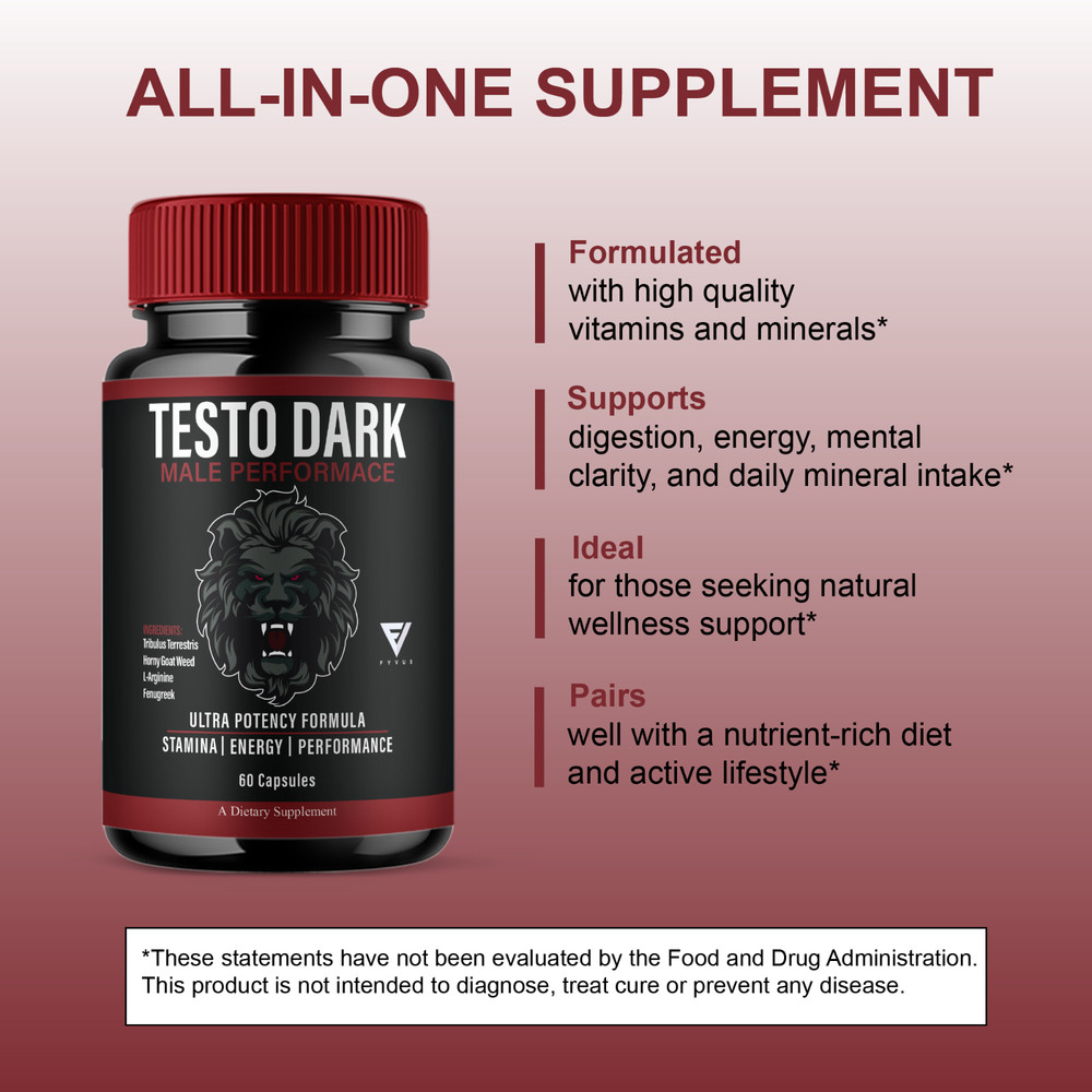 Testo Dark Max Performance Supplement, TestoDark Pills (60 Capsules)