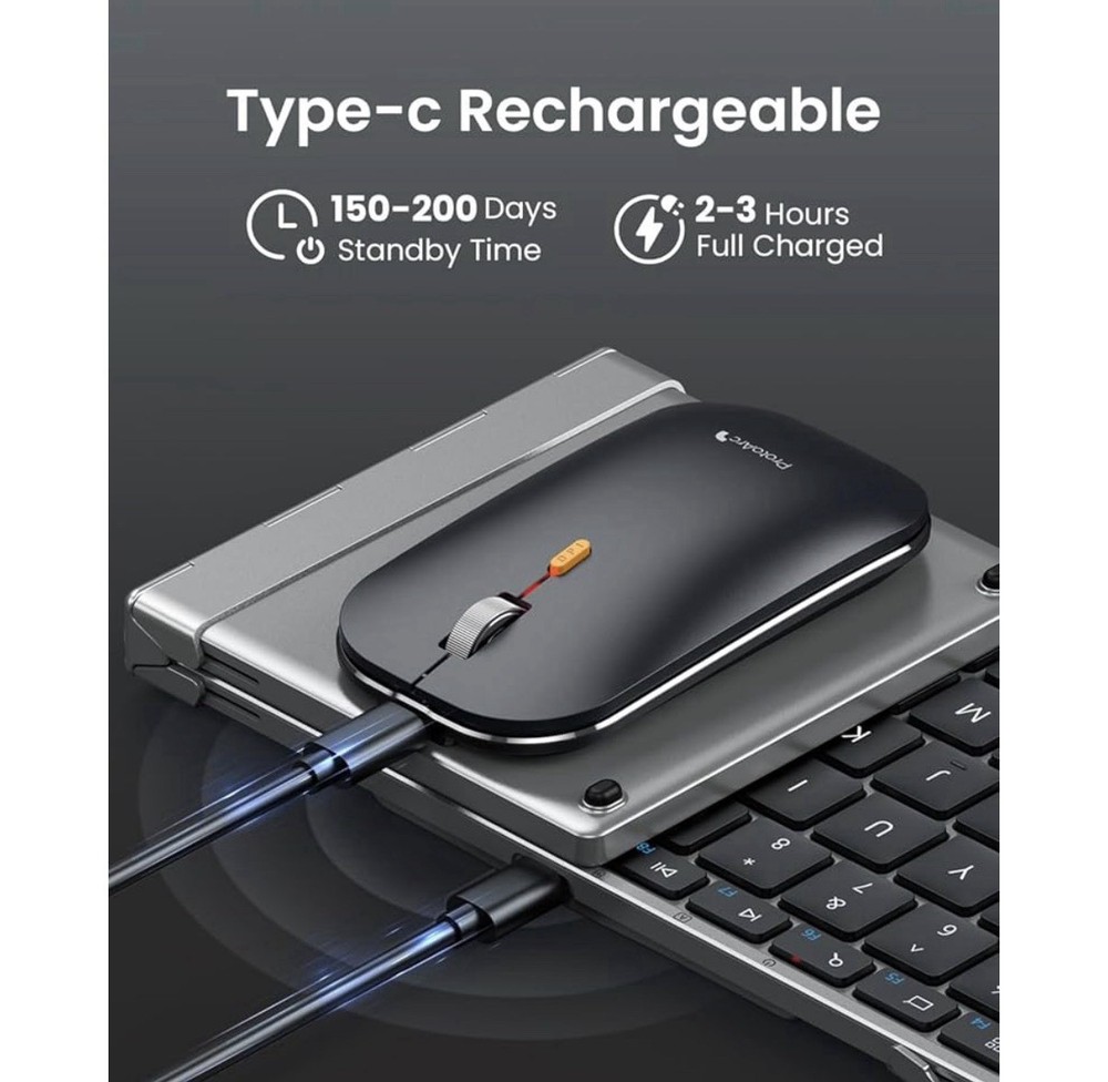 ProtoArc Foldable Keyboard and Mouse, XKM01 True Full-Size Folding Wireless