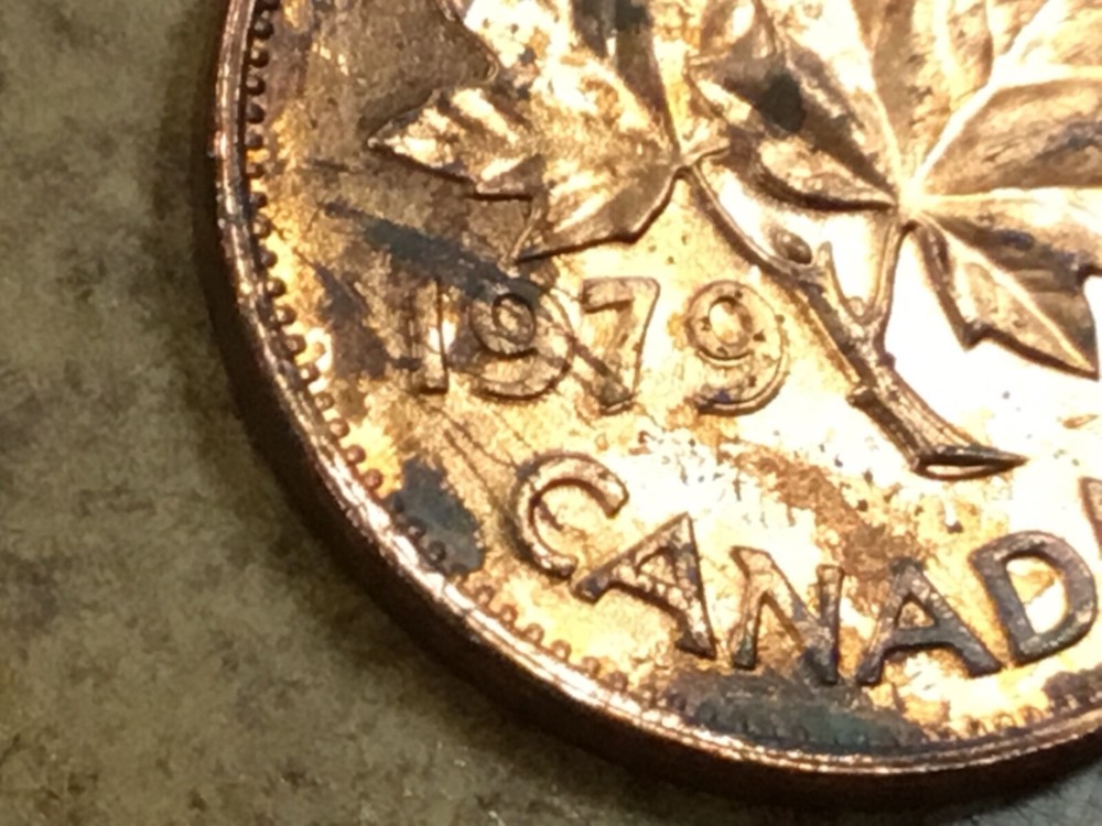 1979 Canada Cent Mint Error Double date re-engraved