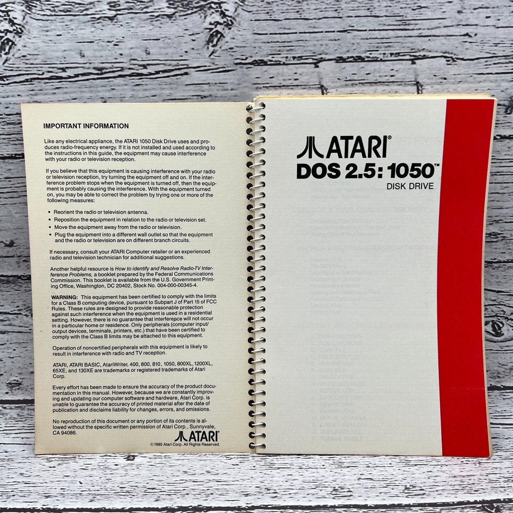 Atari DOS 2.5 1050 Disk Drive Owners Manual 1985