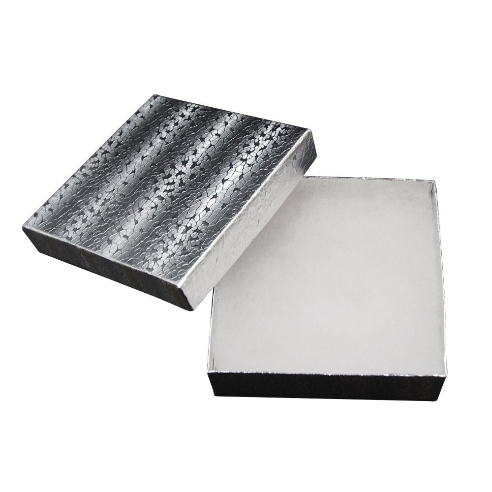 CuteBox Silver Cotton Filled Boxes 100pcs