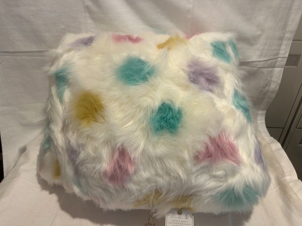 Pottery Barn Teen Lots A Dots Faux Fur Beanbag Slip Cover Large NEW SOLDOUT NLA