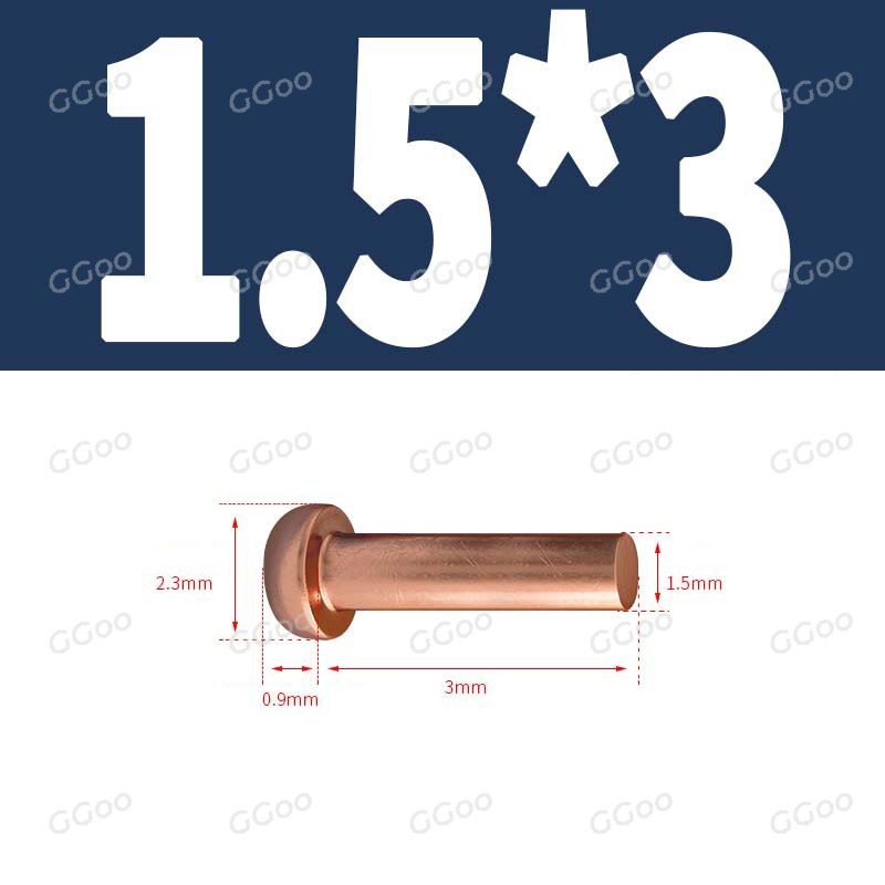 Solid Copper Dome Head / Round Head Rivets DIN 660 - 1/16" 1/8" 3/16" 1/4" 1/3"