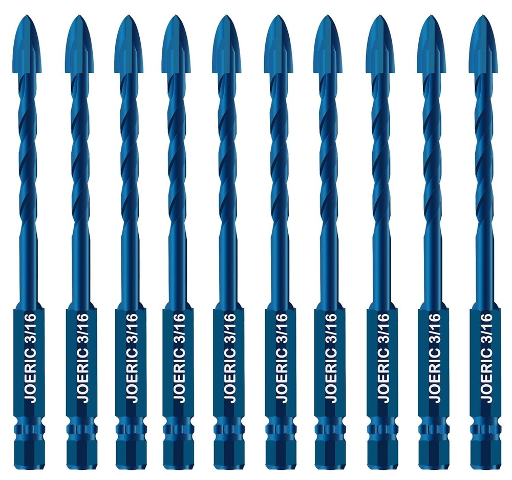 3/16”Masonry Drill Bit Set, 10 Pieces 5mm Concrete Bits Set 3/16 inch