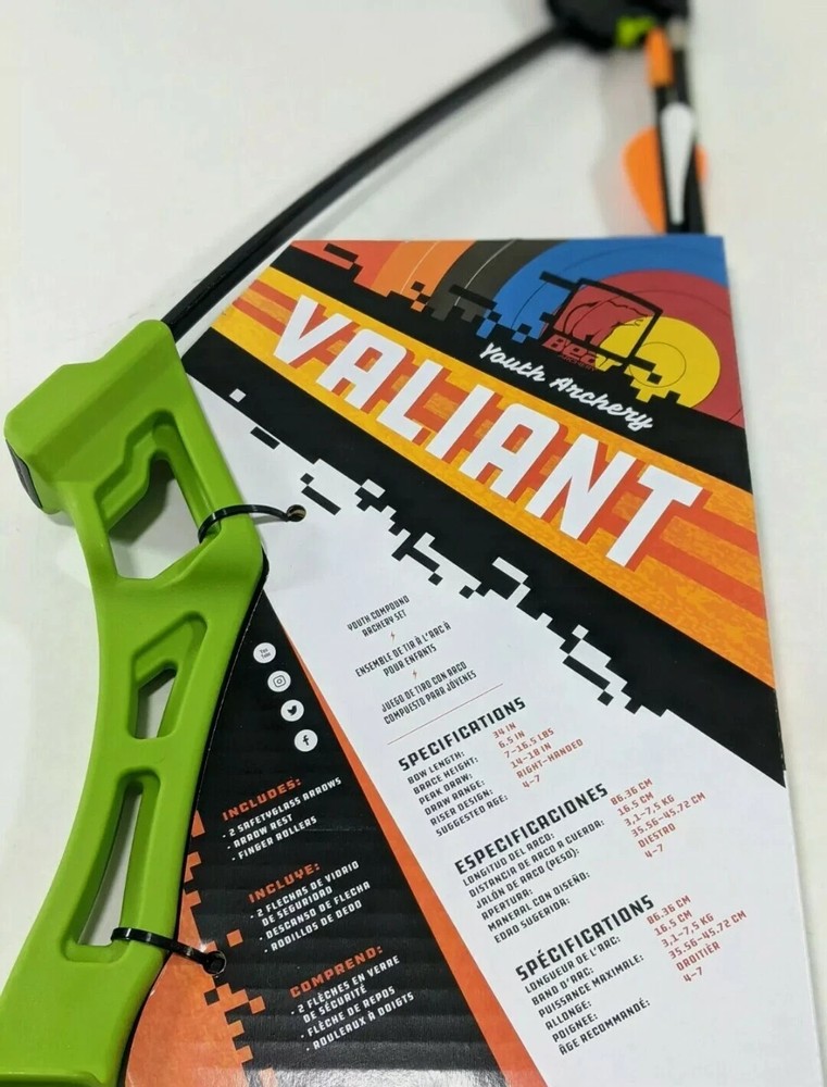 Bear Valiant Youth Bow Set - Arrows, Target, Rest NEW