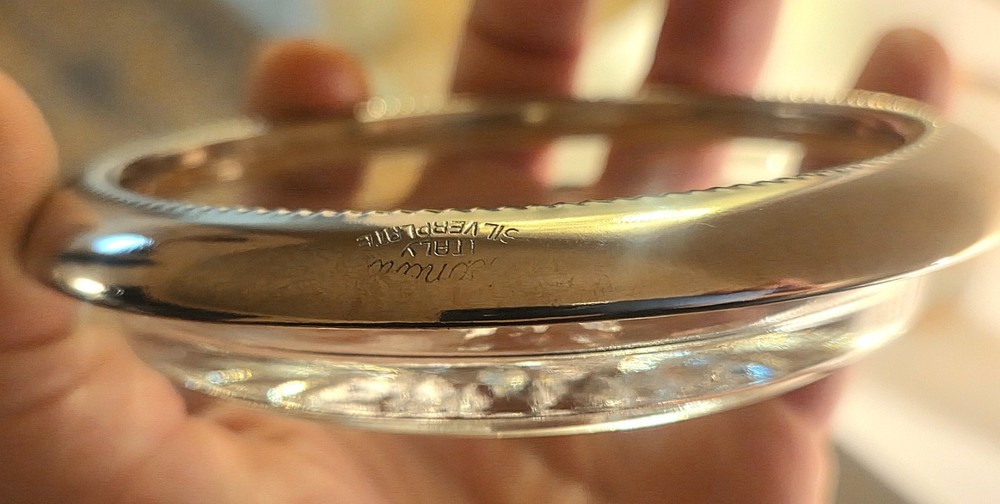 Vintage Silver Plate Coasters With Starburst Pattern MCM