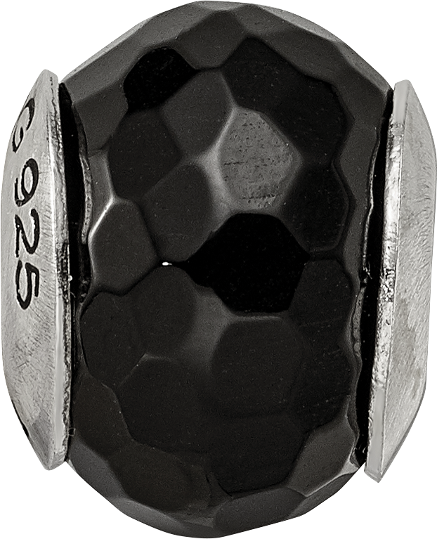 Silver Reflections Black Agate Stone Bead QRS1672