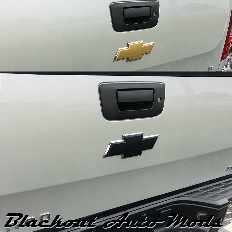 Gloss Black Vinyl BowTie Tailgate Emblem Overlay 2007-2013 Chevrolet Silverado