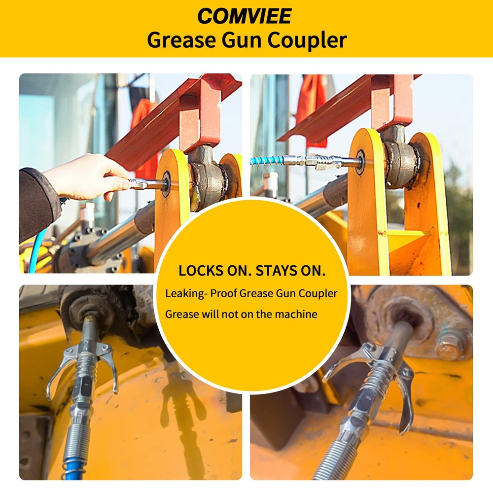 Grease Gun Coupler Double Handle Quick Lock Release Grease Tips Ends Couplers...