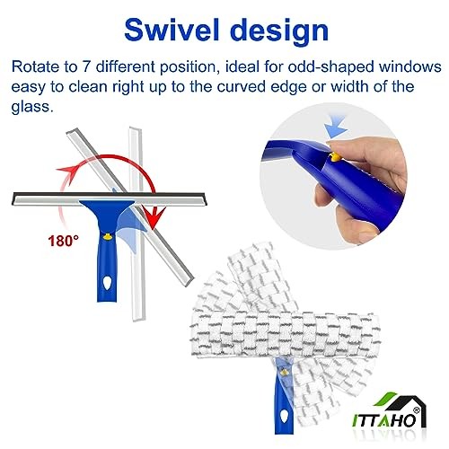 Squeegee for Window Cleaning,and 11" Microfiber Scrubber 12" Squeegee Blue