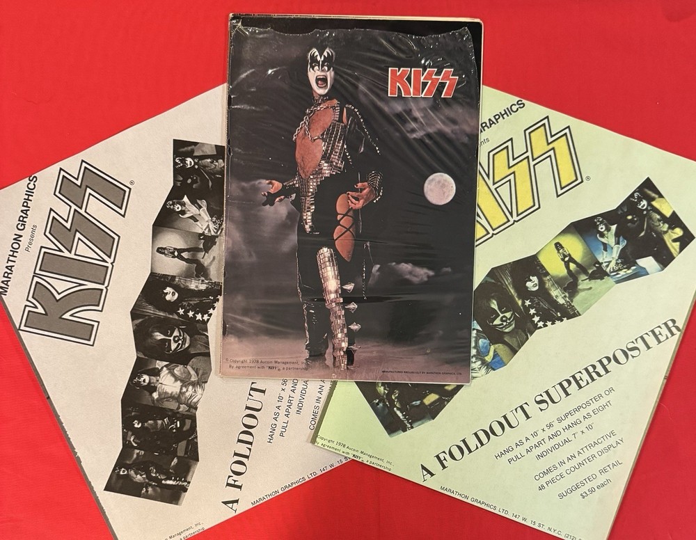 KISS ✨ RARE 1978 AUCOIN MARATHON GRAPHICS FOLD OUT SUPERPOSTER ✨ STILL SEALED! ✨
