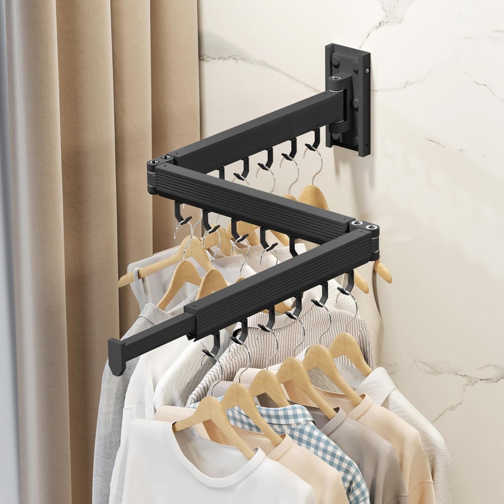 Wall Mounted Clothes Drying Rack, Collapsible Laundry Drying Rack, Retractabl...
