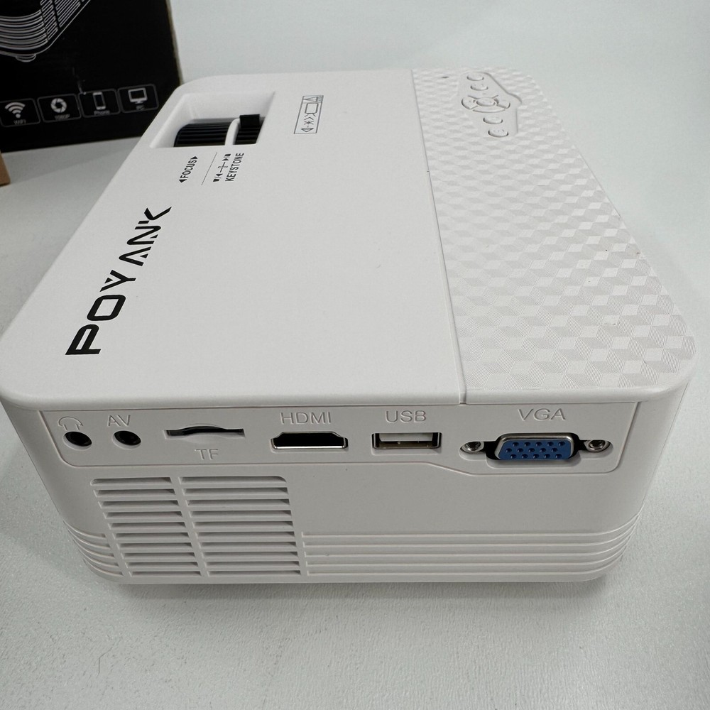 Poyank Model TP-01 White Wireless Mini Projector with Remote - NEW OPEN BOX