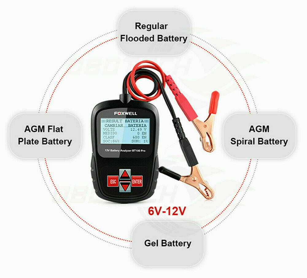 FOXWELL BT100 Pro Code Reader Battery Tester Cranking Charging Voltage Tester