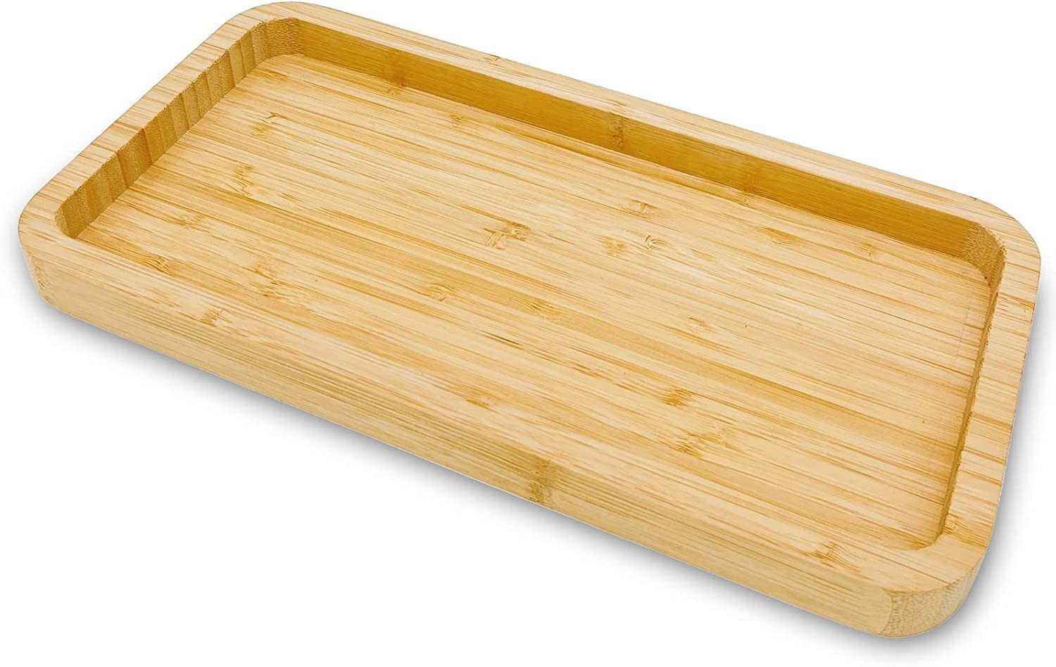 Bamboo Vanity Organizing Caddy Tray, Bathroom Counter Bedroom Catch All 12x6
