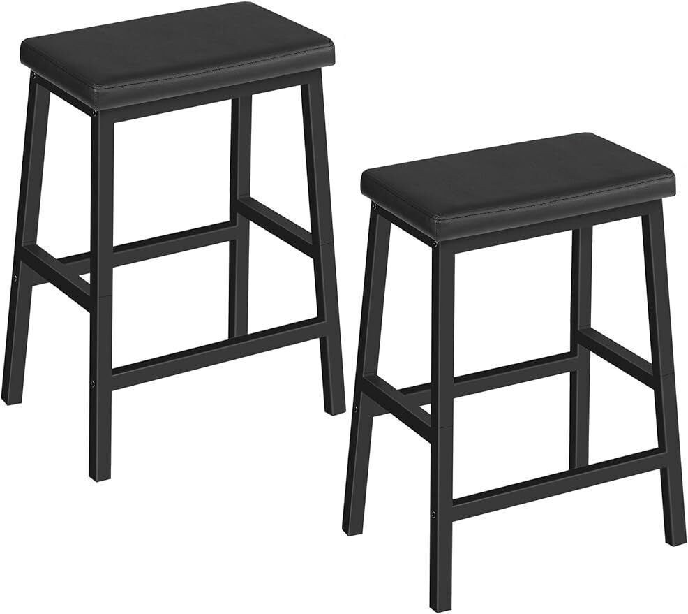 Modern Bar Breakfast Stools PU Leather Upholstered Kitchen Dining Room 2 Sets US
