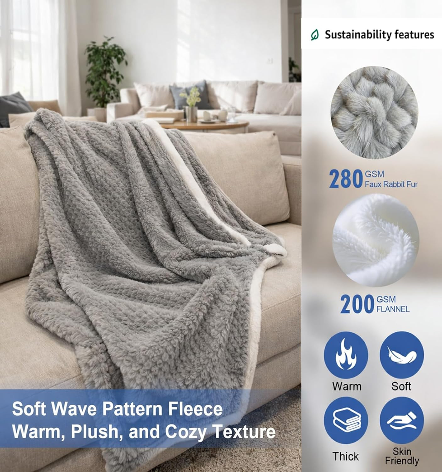 Heated Blanket Electric Throw Blanket with 5 Heat Settings, 10H Auto-Off, 50"X60
