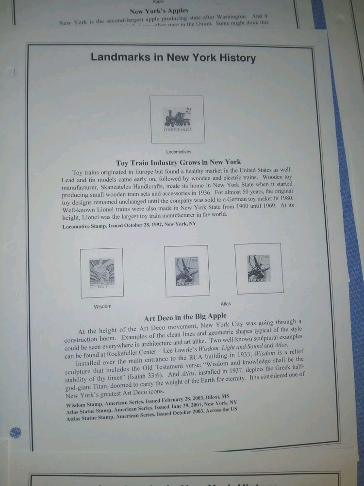 New York History 21 Clean Album Pages For Stamps/Covers Mystic Co. 2020 New