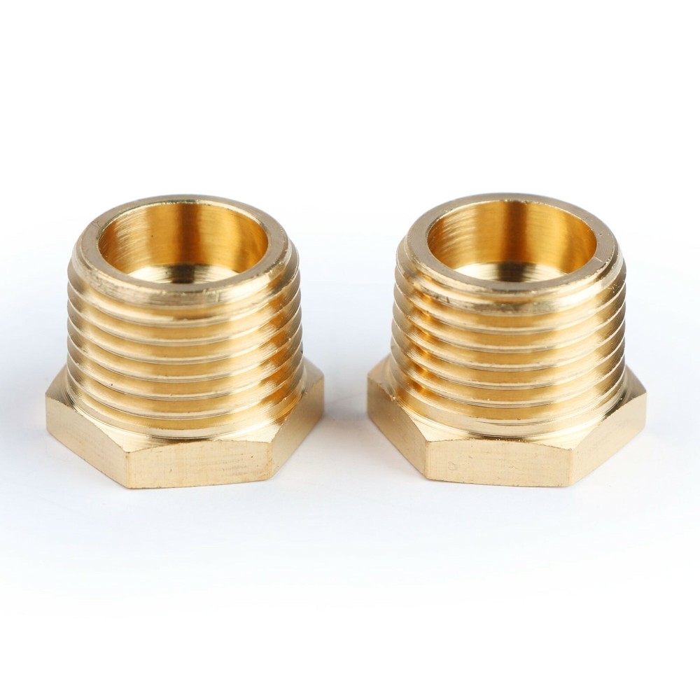 U.S. Solid 2pcs Brass Pipe Fitting Reducer Bushing, MNPT 1/2" x FNPT 1/8"