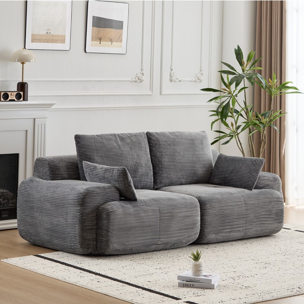 USA Stock 2 Seater Grey Modular Sectional Couches Memory Foam Compressed Sofa