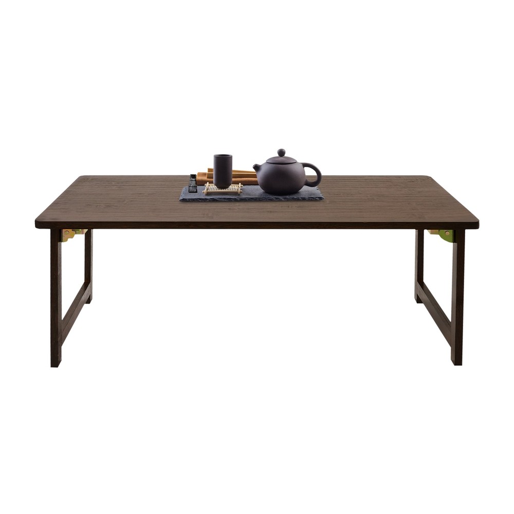 Folding Floor Table Foldable Coffee Table Sitting Dining Table Walnut Color NEW