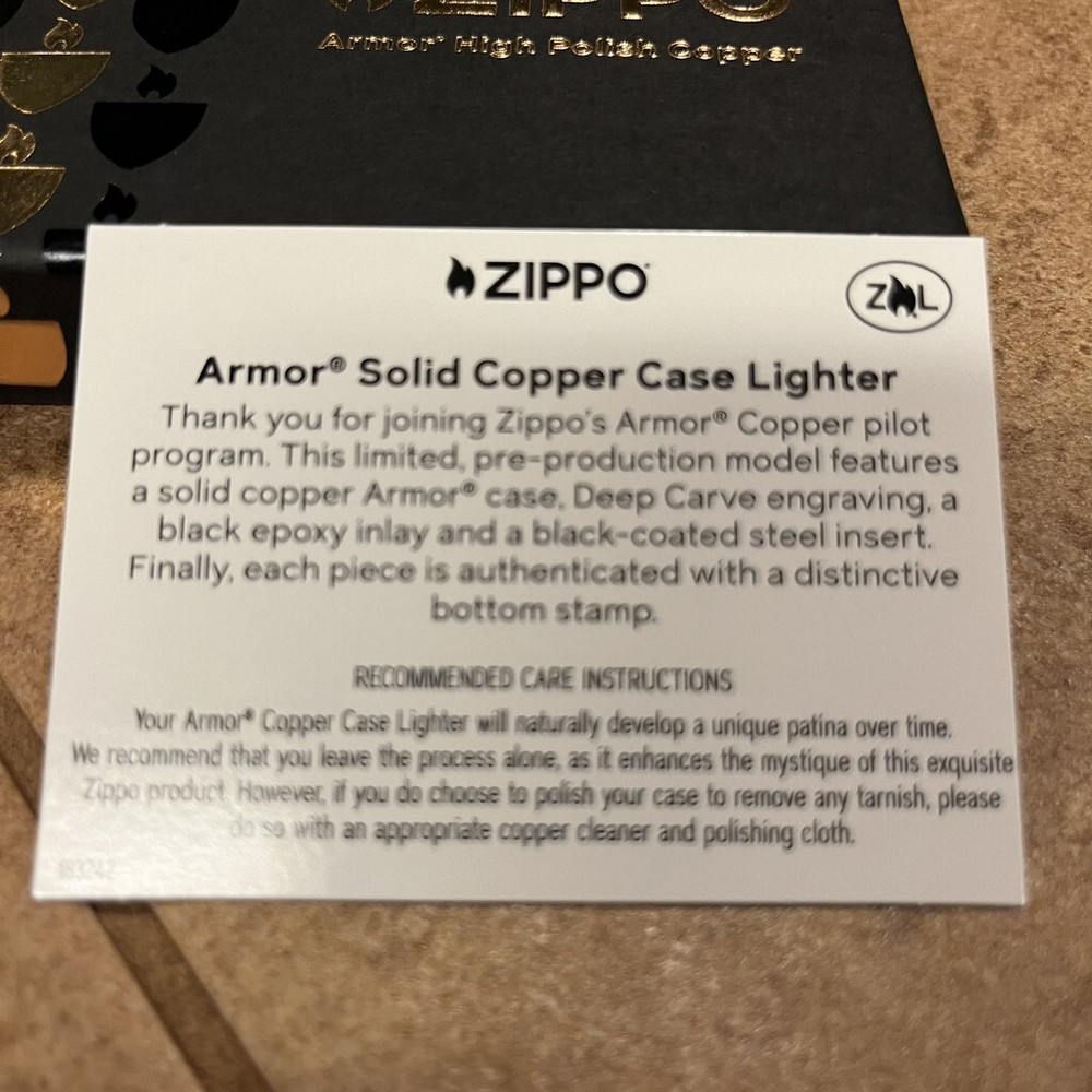 Zippo 46171, Zippo Limited Edition Solid Copper Case Armor Lighter, Black Insert