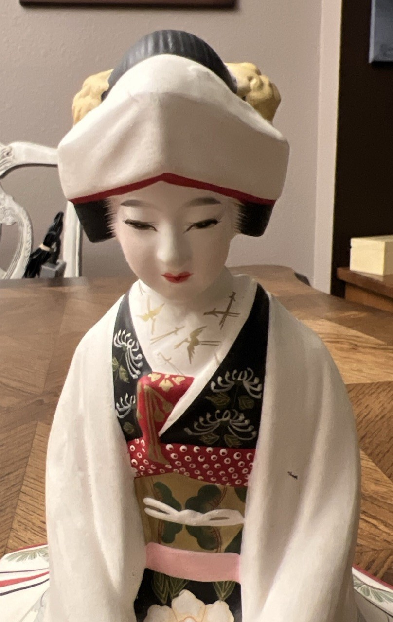 Japanese Hakata Yasuko Ceramic Figurine Of Bride Traditional Kimono 1950’ NICE