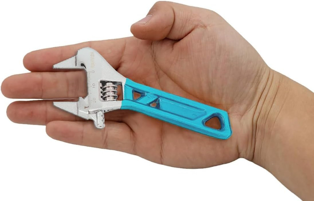 Extra Slim Jaw 4-Inch Adjustable Wrench, Silver