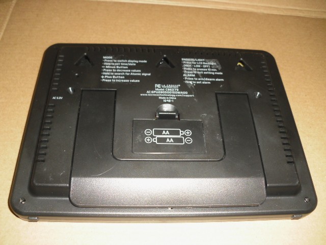 LA CROSSE ATOMIC CLOCK, LARGE DIGITS Model:C86279 +AC ADAPTER