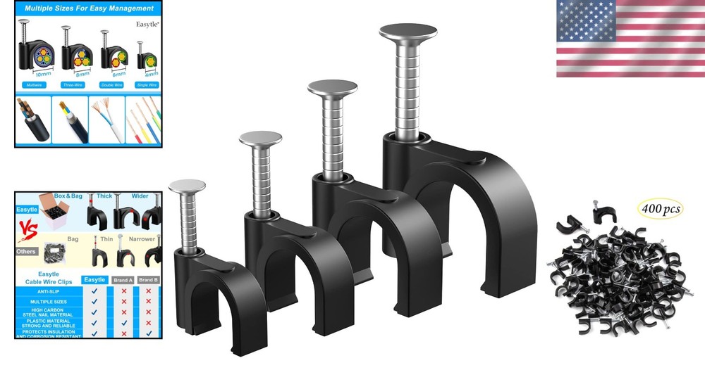 Assorted Sizes Black Cable Tacks - Essential Tool for Easy Cable Management