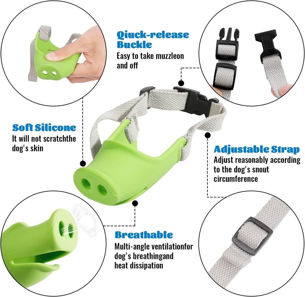 Silicone Dog Muzzle Soft Muzzle Small Medium Dogs Poodle Corgi Dachshund，Pig