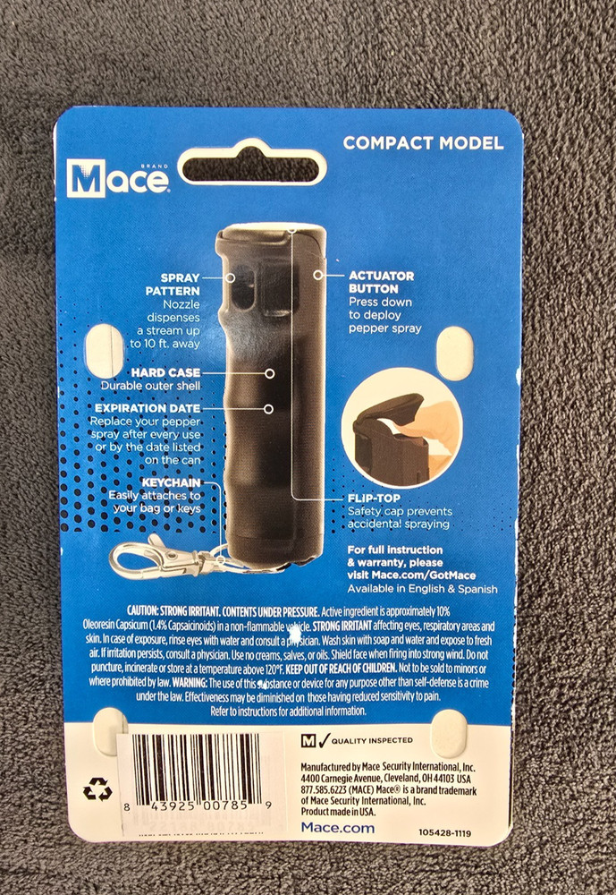 Mace Pepper Spray - Hard Case Model, 12g, 12 Feet Range,